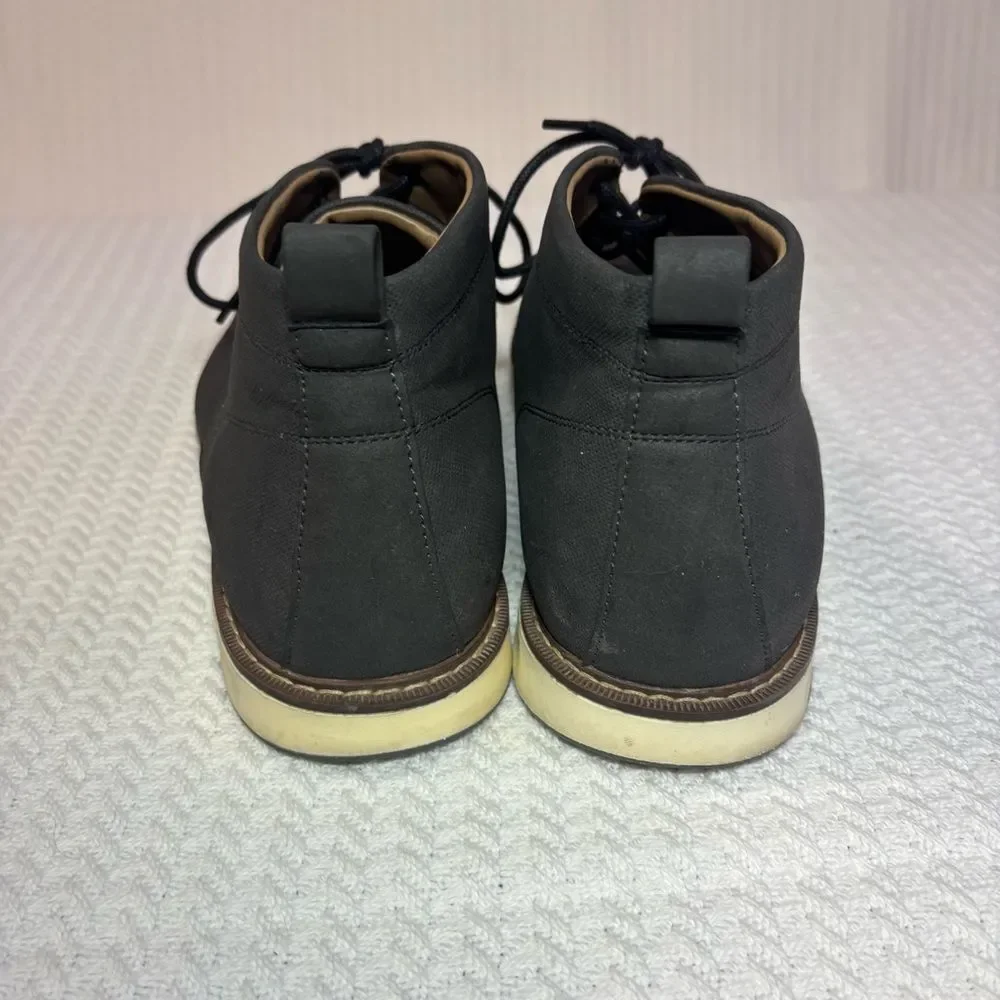 Chukka Boots Mens 12 Dark Gray Textured Lace Up Desert Shoes Office Casual